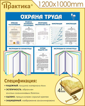 С96 Стенд охрана труда (с двумя перекидными системами) (1250х1000 мм, пластик ПВХ 3 мм, алюминиевый багет золотого цвета) - Стенды - Стенды по охране труда - ohrana.inoy.org